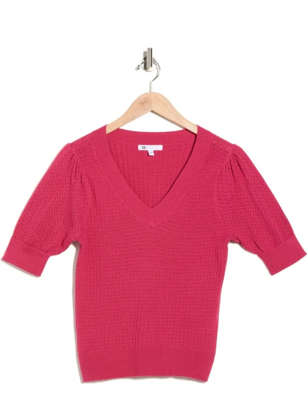 Pointelle V Neck Sweater - Size XL, NWT